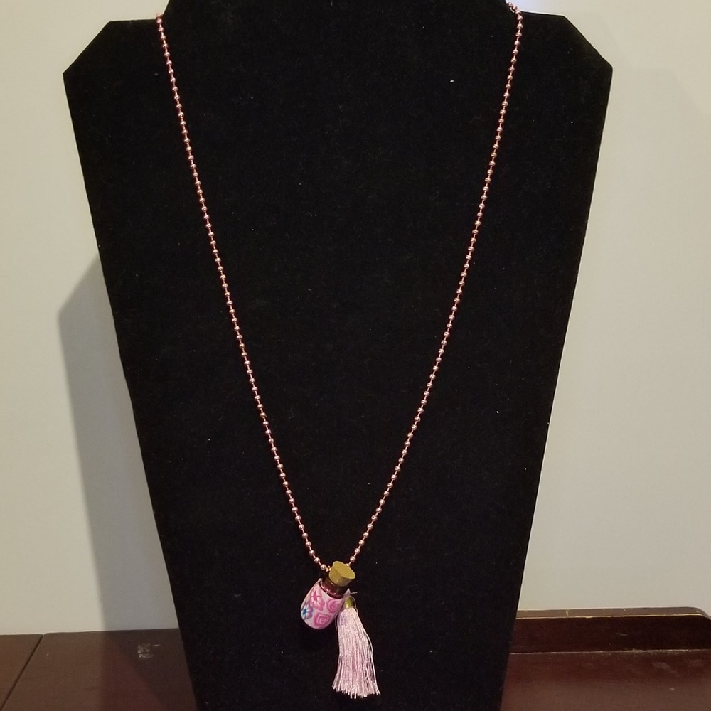 Pink Fimo Clay Bottle Atomatherapy Necklace